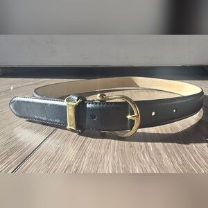 Chelsea & Campbell Italian Leather Belt Black Navy Gold Horseshoe Equestrian